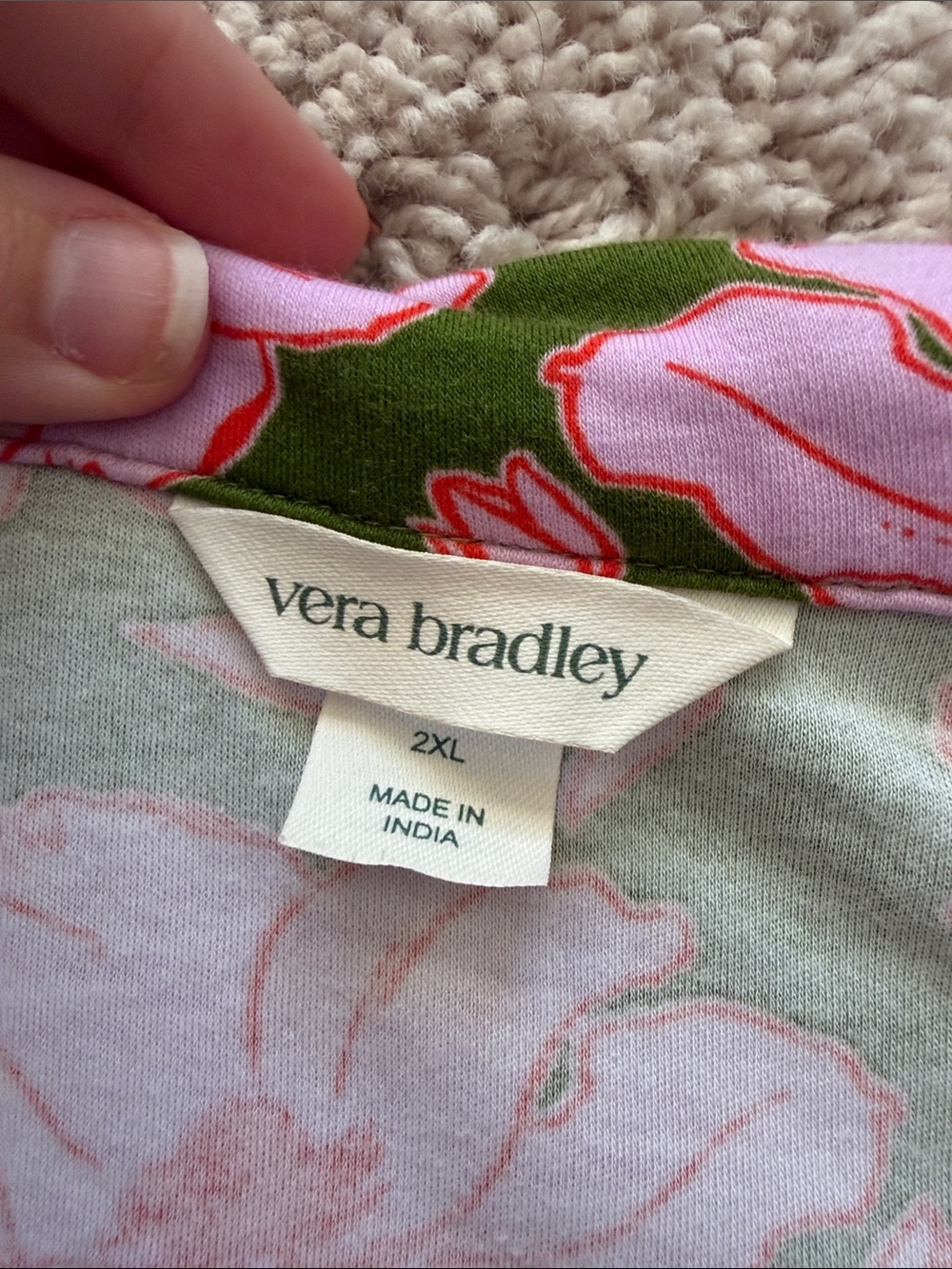 Vera Bradley Olive Green and Pink Floral Pajama Set - Picture 6 of 9